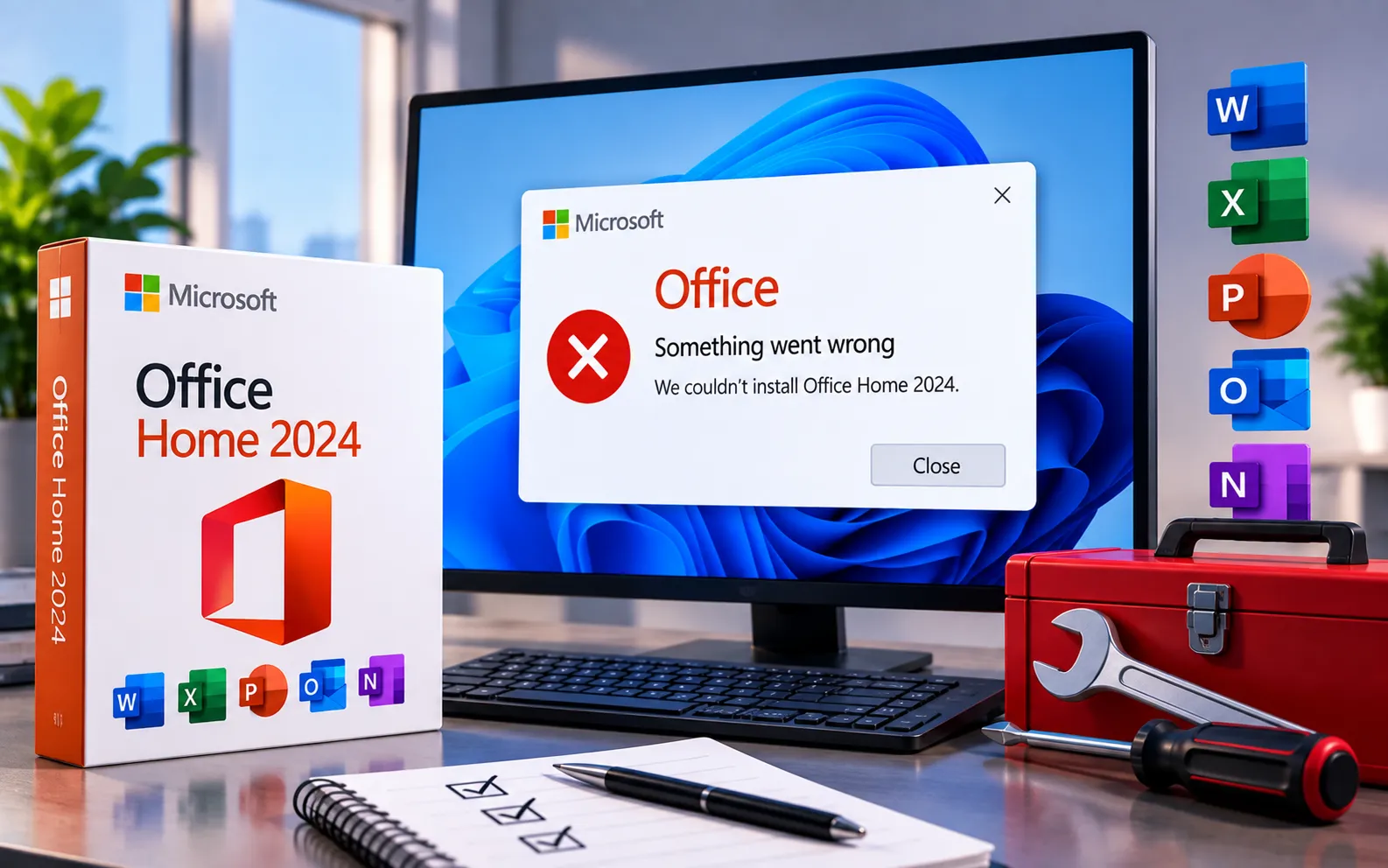 Troubleshooting installation difficulties for Office Home 2024